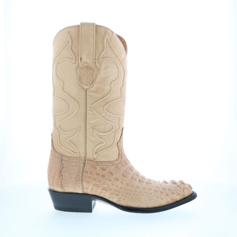 Wild West Mens Caiman Hornback Boots Med R-Toe Beige Boots (NWT)